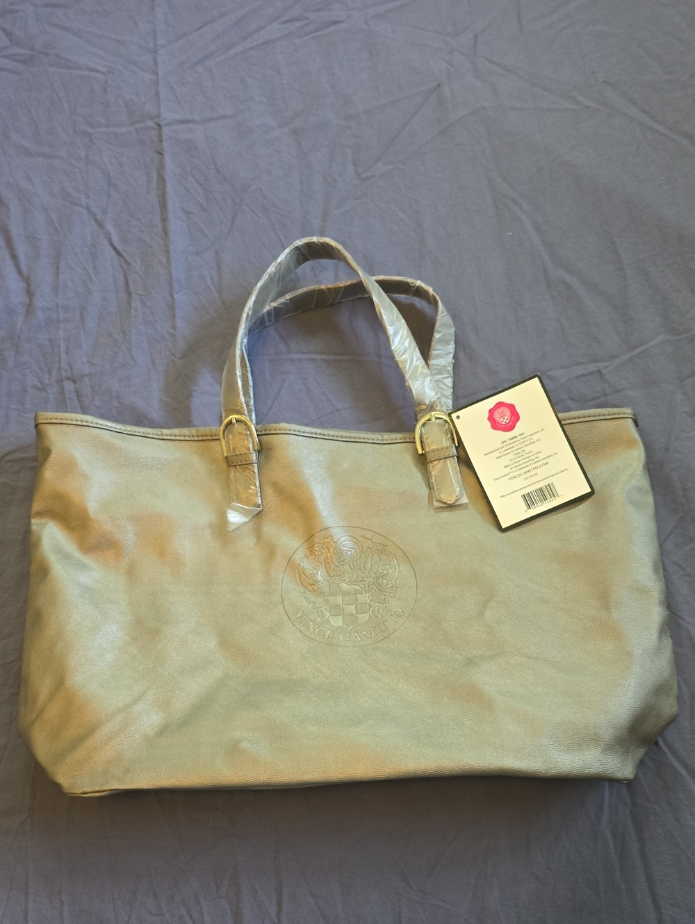 Vince Camuto Promotional Metallic Taupe Tote in Shimmery Silver Beige